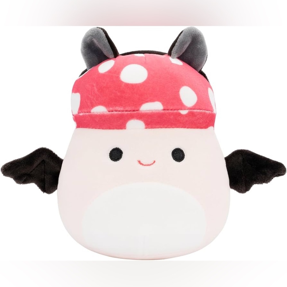“Malcolm” 5in (little) Squishmallows Red White Bat Mushroom Soft Plush 🍄🦇